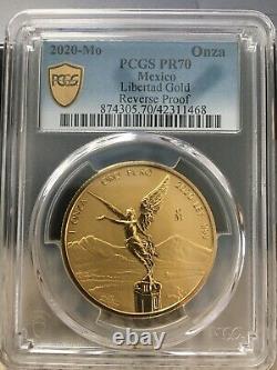 PCGS (GS) 2020-Mo PR70 1 oz. Reverse Proof. 999 fine Gold Libertad México Coin