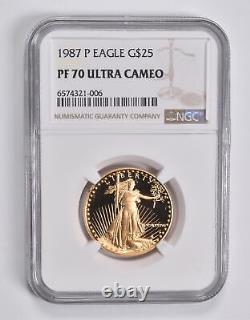PF70 UCAM 1987-P $25 American Gold Eagle 1/2 Oz. 999 Fine Gold NGC 3557