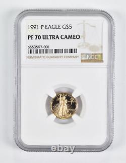 PF70 UCAM 1991-P $5 American Gold Eagle 1/10 Oz. 999 Fine Gold NGC 1652