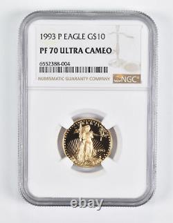 PF70 UCAM 1993-P $10 American Gold Eagle 1/4 Oz. 999 Fine Gold NGC 1717