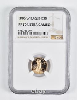 PF70 UCAM 1996-W $5 American Gold Eagle 1/10 Oz. 999 Fine Gold NGC 1625