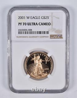 PF70 UCAM 2001-W $25 American Gold Eagle 1/2 Oz. 999 Fine Gold NGC 2347