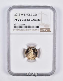 PF70 UCAM 2015-W $5 American Gold Eagle 1/10 Oz. 999 Fine Gold NGC 2188