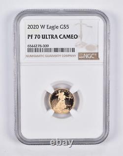 PF70 UCAM 2020-W $5 American Gold Eagle 1/10 Oz. 999 Fine Gold NGC 2187
