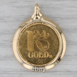 Paris France 24k Fine Gold Coin Pendant 14k Bezel 999 Yellow Gold 5 Grams