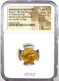 Philip II Gold AV Stater Gold Greek Macedon Coin 359 BC NGC Choice Fine