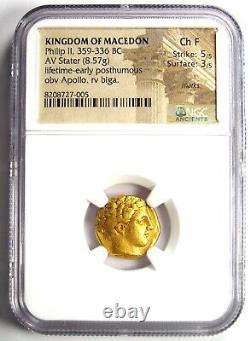 Philip II Gold AV Stater Gold Greek Macedon Coin 359 BC NGC Choice Fine