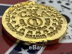 PolarBearPours 1 OZT Hand Poured Confederate Gold Coin Bar. 999 Fine Au Fantasy