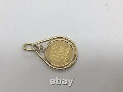 Pretty 18k Gold Diamond pendant with 1 gram RARE France. 999 fine gold K24 coin