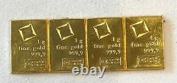 Purchase Now 4- 1 Gram, Valcambi Bars, 999.9 Fine Gold Combi Bar