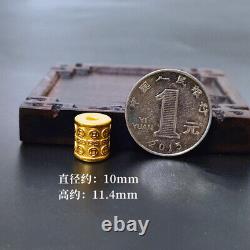 Pure 999 24K Yellow Gold Lucky Money Coin Tube Bead Pendant 1-1.2g