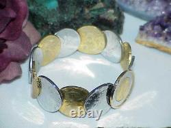 QVC Bronzo Italia 14K Gold Clad Authentic Lire 12 Coin Cuff Bangle Bracelet New