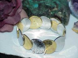 QVC Bronzo Italia 14K Gold Clad Authentic Lire 12 Coin Cuff Bangle Bracelet New