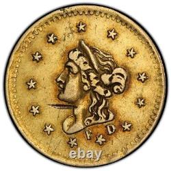 RARE 1854 $1 Fractional Gold, BG-603 PCGS Gold Certified Genuine, High Rarity 6