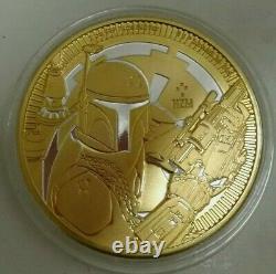 RARE 2020 1 oz Silver Round Boba Fett Star Wars BU. 999 Fine Gold 100 MINTED