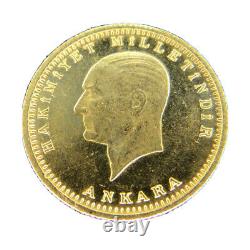 RARE! Turkey 1923 / 34 Gold 100 Kurush Ataturk UNC Coin. 917 Fine