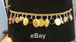 RARE Victorian Charm Bracelet with 23K, 18K, 14K, 10K Charms 36. G COIN LOVE TOKEN