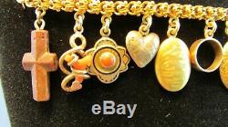 RARE Victorian Charm Bracelet with 23K, 18K, 14K, 10K Charms 36. G COIN LOVE TOKEN