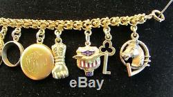 RARE Victorian Charm Bracelet with 23K, 18K, 14K, 10K Charms 36. G COIN LOVE TOKEN