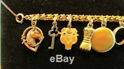 RARE Victorian Charm Bracelet with 23K, 18K, 14K, 10K Charms 36. G COIN LOVE TOKEN