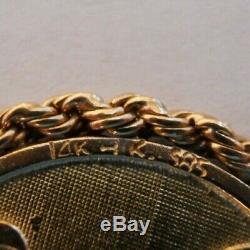 RARE Vintage 14k Gold TWO SIDED ANCIENT CHINESE COIN Bracelet Charm 6.4G #19083A