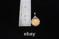 (RI3) 14KYG Pendant With 1/10 Ounce Gold Eagle Fine Gold Coin 5.7 Grams