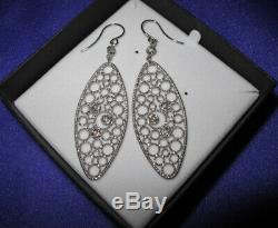 ROBERTO COIN Mauresque Diamond 18K White Gold Long Dangle Fancy Earrings