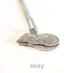 ROBERTO COIN NEW 18K White Gold & Diamond Disney Cinderella Mouse Necklace