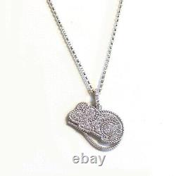 ROBERTO COIN NEW 18K White Gold & Diamond Disney Cinderella Mouse Necklace