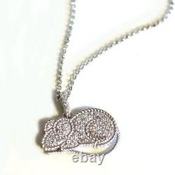 ROBERTO COIN NEW 18K White Gold & Diamond Disney Cinderella Mouse Necklace