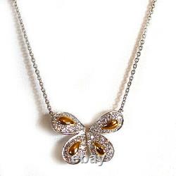 ROBERTO COIN NEW 18K White Gold, Yellow Gold Diamond Butterfly Pendant Necklace