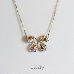 ROBERTO COIN NEW 18K White Gold, Yellow Gold Diamond Butterfly Pendant Necklace