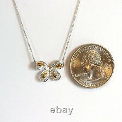 ROBERTO COIN NEW 18K White Gold, Yellow Gold Diamond Butterfly Pendant Necklace