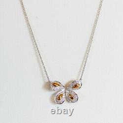 ROBERTO COIN NEW 18K White Gold, Yellow Gold Diamond Butterfly Pendant Necklace