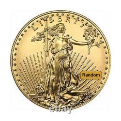 Random Year 1/10 oz American Eagle. 9167 Fine Gold BU Coin (Type 1) BRAND NEW