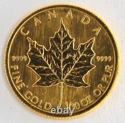 Random Year Canadian Maple Leaf 5 Dollars 1/10th Ounce. 999 Fine Gold Bullion