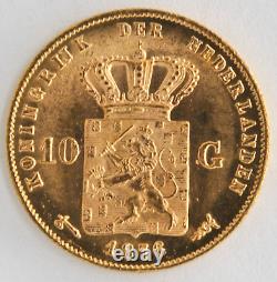 Random Year Netherlands William III 10 Gulden. 900 Fine Gold Coin GEM BU KM# 106