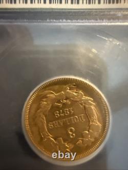 Rare 1878 $3 Gold Coin Vf20 Rare 1878 $3 Gold Coin Vf20
