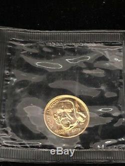 Rare 1979 ADAM SMITH 1/10th Ounce Pure Gold Coin FINE BEAUTY Says TRUST IN GOD