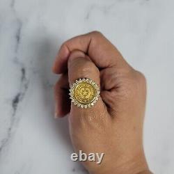 Rare 2000 Texas Gold Coin Ring with Diamond Halo Texan Jewelry Fine Gold