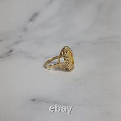 Rare 2000 Texas Gold Coin Ring with Diamond Halo Texan Jewelry Fine Gold