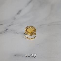 Rare 2000 Texas Gold Coin Ring with Diamond Halo Texan Jewelry Fine Gold