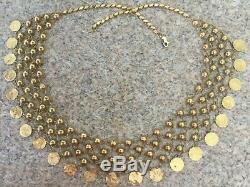 Rare Authentic Egyptian Stamped 21K Gold Heavy 51 grams Cleopatra Coins Necklace