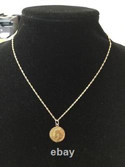 Rare Egyptian Authentic Stamped 21K Gold Half Sovereign Coin Pendant & Necklace