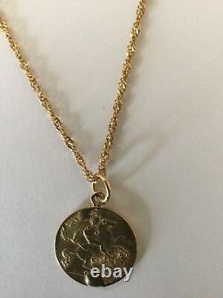 Rare Egyptian Authentic Stamped 21K Gold Half Sovereign Coin Pendant & Necklace