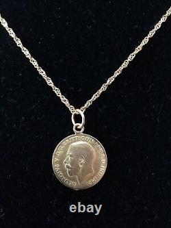 Rare Egyptian Authentic Stamped 21K Gold Half Sovereign Coin Pendant & Necklace