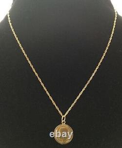 Rare Egyptian Authentic Stamped 21K Gold Half Sovereign Coin Pendant & Necklace