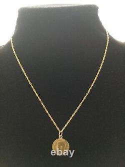 Rare Egyptian Authentic Stamped 21K Gold Half Sovereign Coin Pendant & Necklace