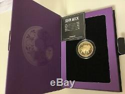 Rare JOHN WICK. 9999 Fine Proof 1oz Gold Coin. Continental Currency withBox & COA