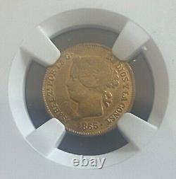 Rare Original 1865 Philippine Filipinas Gold 1 Peso Coin Ngc Xf Details Cleaned